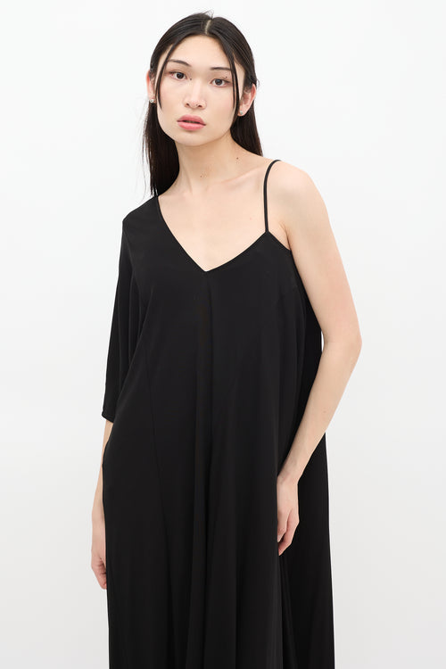 Maison Margiela Black Asymmetrical Shift Maxi Dress