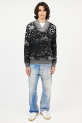 Maison Margiela Black & Grey V-Neck Sweater