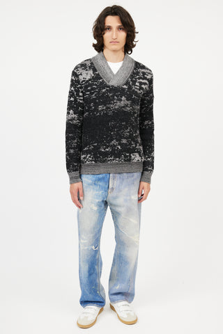 Maison Margiela Black & Grey V-Neck Sweater