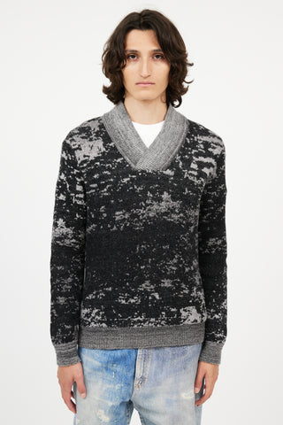 Maison Margiela Black & Grey V-Neck Sweater