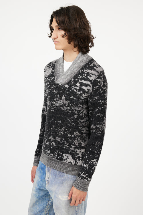 Maison Margiela Black & Grey V-Neck Sweater