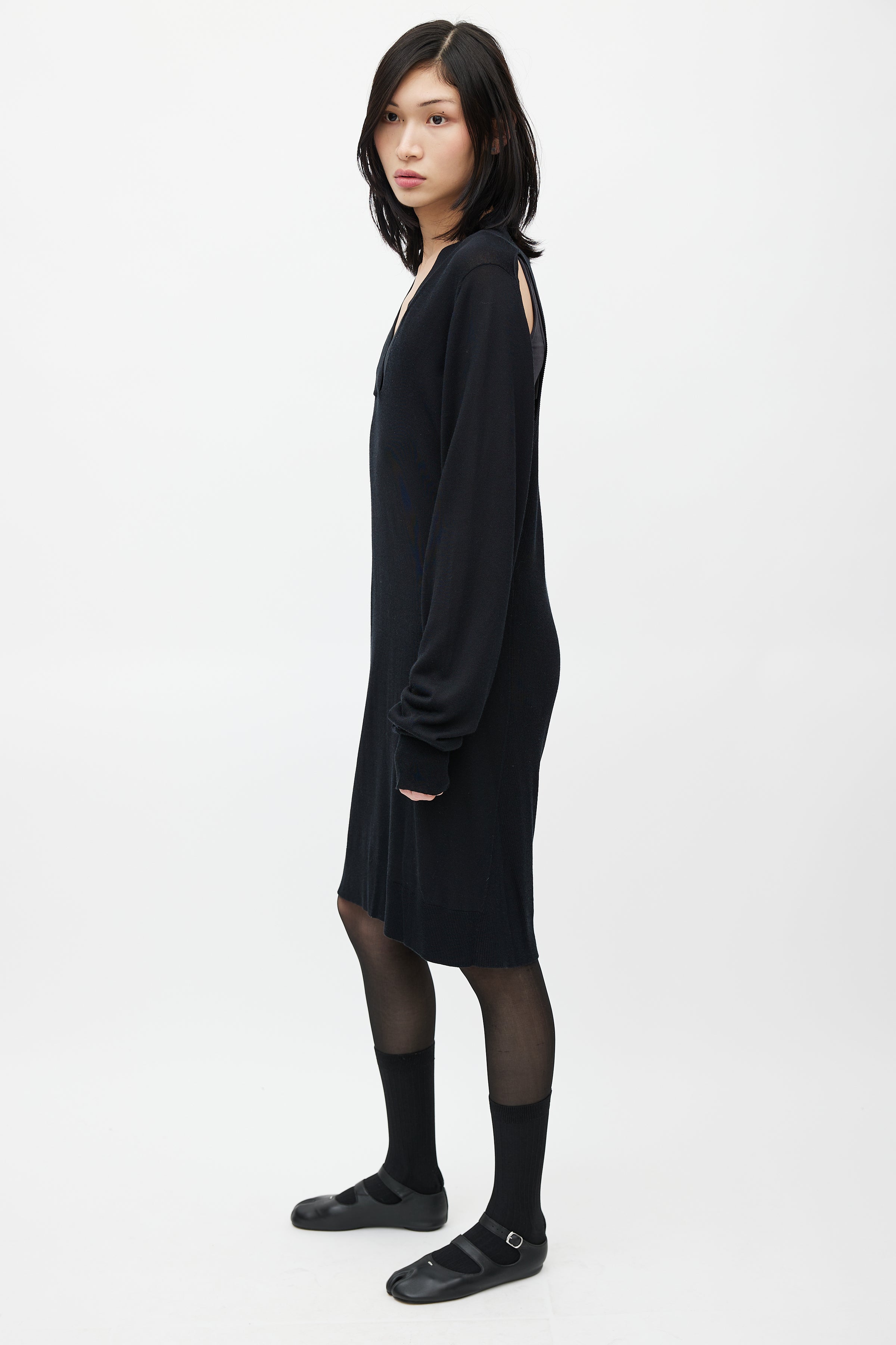 Maison Margiela // Black Knit Cut Out Sweater Dress VSP Consignment Maison Margiela // Black Knit Cut Out Sweater Dress VSP Consignment