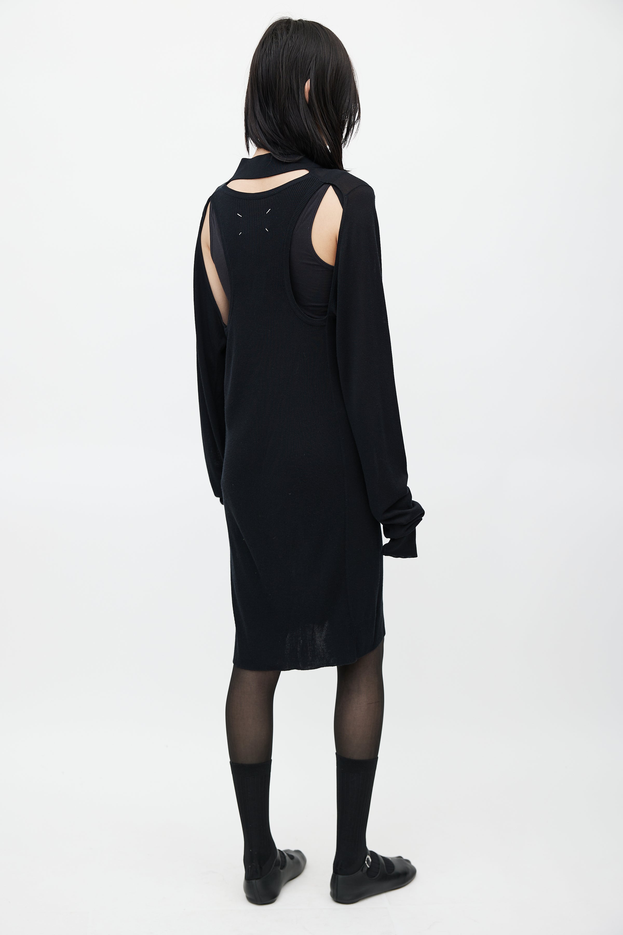 Maison Margiela // Black Knit Cut Out Sweater Dress VSP Consignment Maison Margiela // Black Knit Cut Out Sweater Dress VSP Consignment