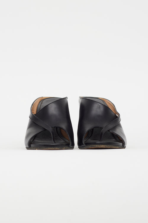 Maison Margiela Black Leather Block Heel Sandal