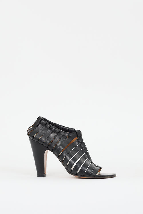 Maison Margiela Black Leather Strappy Cutout Pump