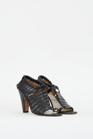 Maison Margiela Black Leather Strappy Cutout Pump