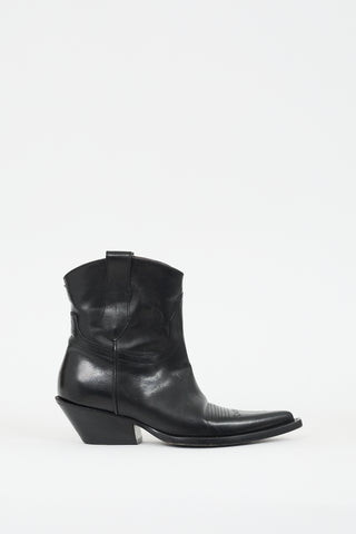 Maison Margiela Black Leather Western Ankle Boot