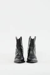 Maison Margiela Black Leather Western Ankle Boot