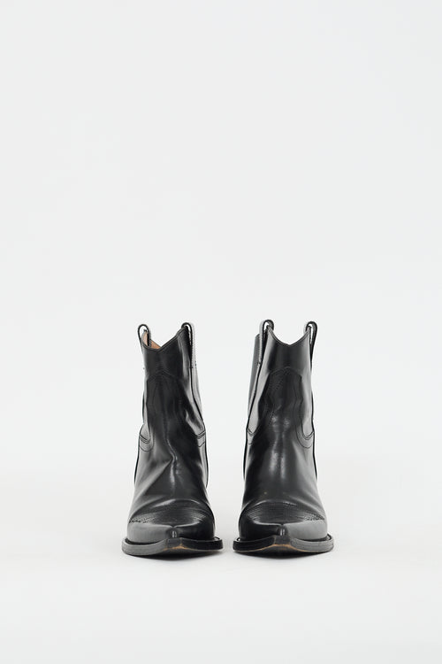 Maison Margiela Black Leather Western Ankle Boot