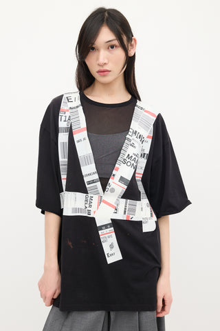 Maison Margiela Black & Multicolour Tape Logo T-Shirt