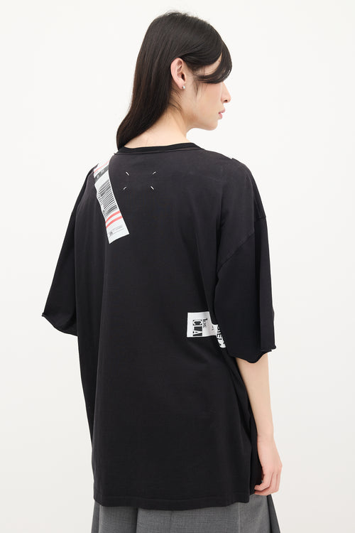 Maison Margiela Black & Multicolour Tape Logo T-Shirt