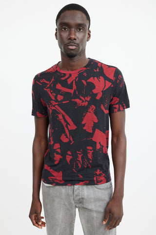 Maison Margiela Black & Red Wool Face Patterned T-Shirt