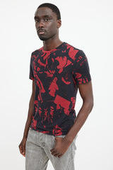 Maison Margiela Black & Red Wool Face Patterned T-Shirt