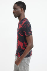 Maison Margiela Black & Red Wool Face Patterned T-Shirt