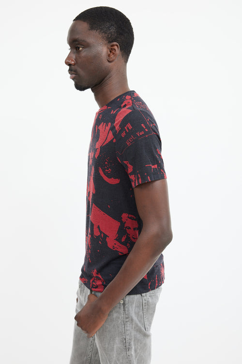 Maison Margiela Black & Red Wool Face Patterned T-Shirt