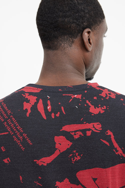 Maison Margiela Black & Red Wool Face Patterned T-Shirt