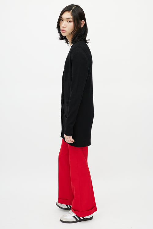 Maison Margiela Black Ribbed Knit Strap Cardigan