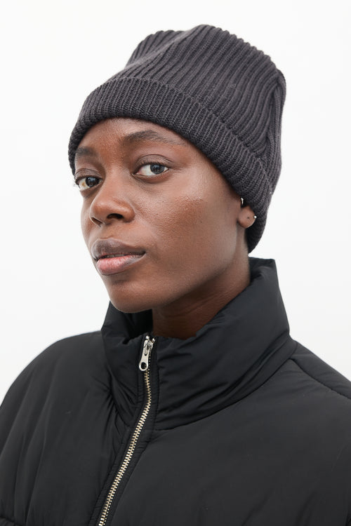 Maison Margiela Dark Grey Wool Ribbed Beanie