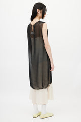 Maison Margiela Black Sheer Raw Hem Dress