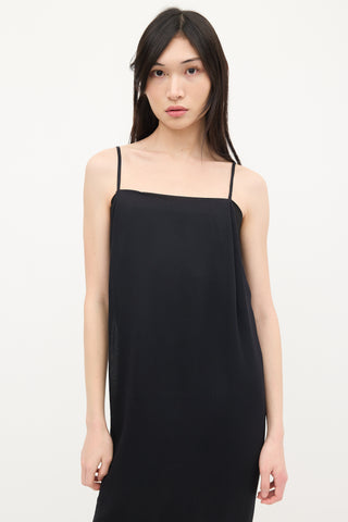 Maison Margiela Black Silk Crepe Midi Dress