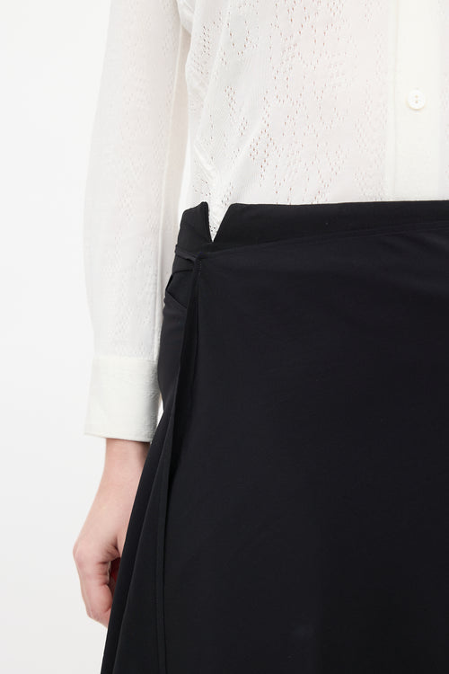 Maison Margiela Black Silk & Wool Wrap Overlay Skirt