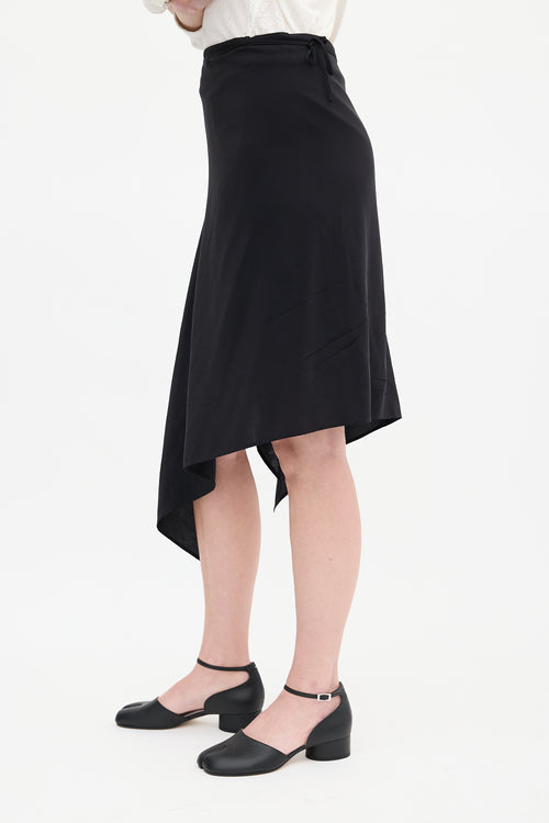Maison Margiela Black Silk & Wool Wrap Overlay Skirt