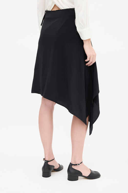 Maison Margiela Black Silk & Wool Wrap Overlay Skirt