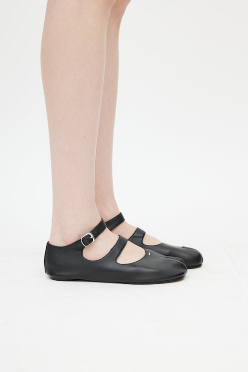 Maison Margiela Black Mary Jane Leather Tabi Flat