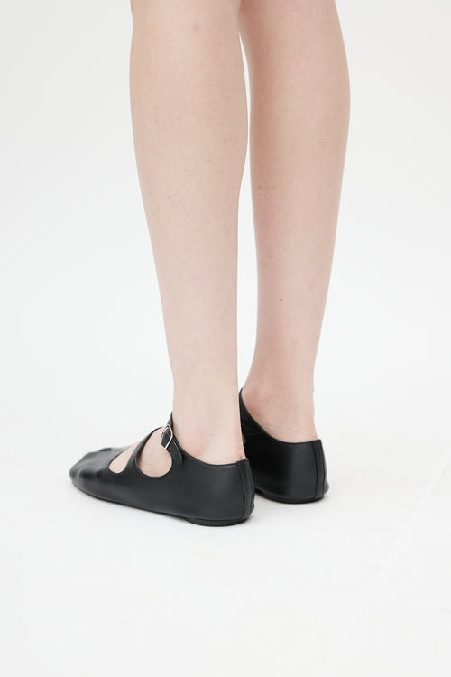 Maison Margiela Black Mary Jane Leather Tabi Flat