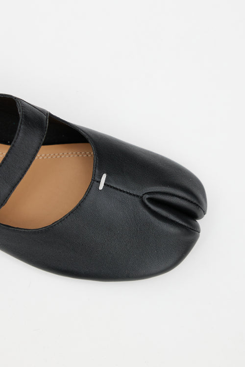 Maison Margiela Black Mary Jane Leather Tabi Flat