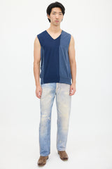 Maison Margiela Blue Asymmetrical Knit Top