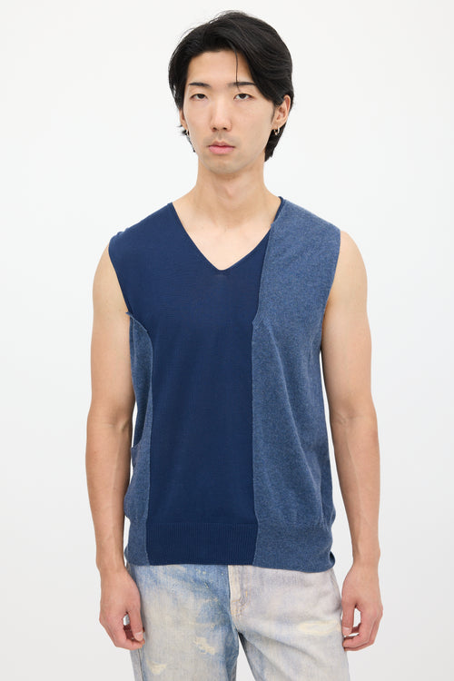 Maison Margiela Blue Asymmetrical Knit Top