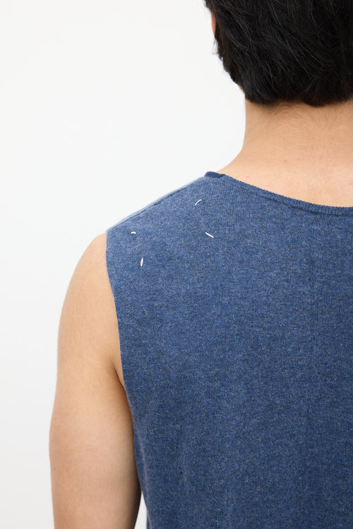 Maison Margiela Blue Asymmetrical Knit Top