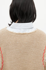 Maison Margiela Blue & Beige Layered Sweater Shirt