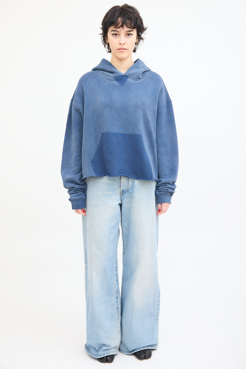 Maison Margiela Blue Organic Cotton Logo Hoodie