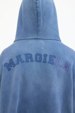 Maison Margiela Blue Organic Cotton Logo Hoodie