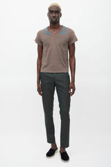 Maison Margiela Brown & Blue Script T-Shirt