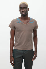 Maison Margiela Brown & Blue Script T-Shirt