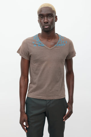 Maison Margiela Brown & Blue Script T-Shirt