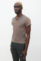 Maison Margiela Brown & Blue Script T-Shirt