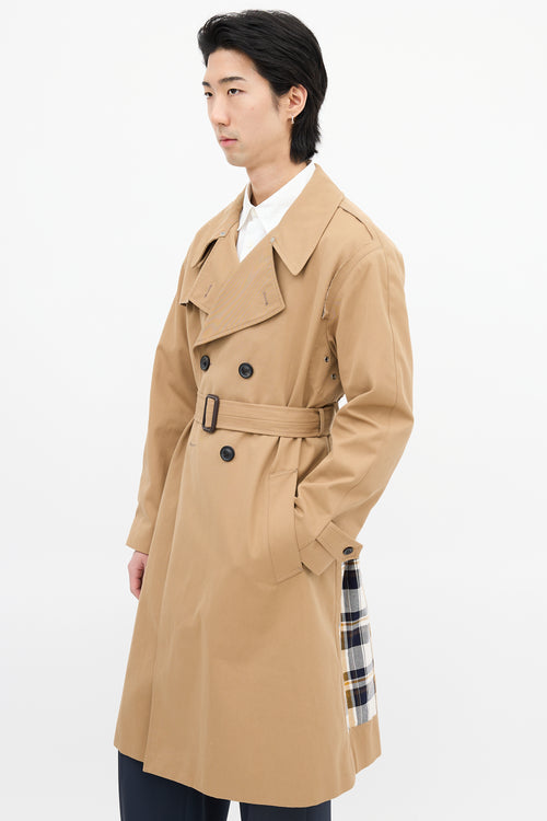 Maison Margiela Brown & Multi Check Panel Trench Coat