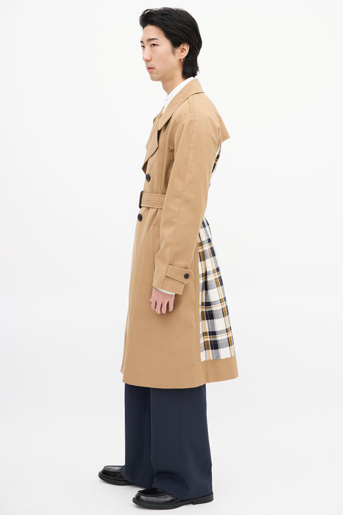 Maison Margiela Brown & Multi Check Panel Trench Coat