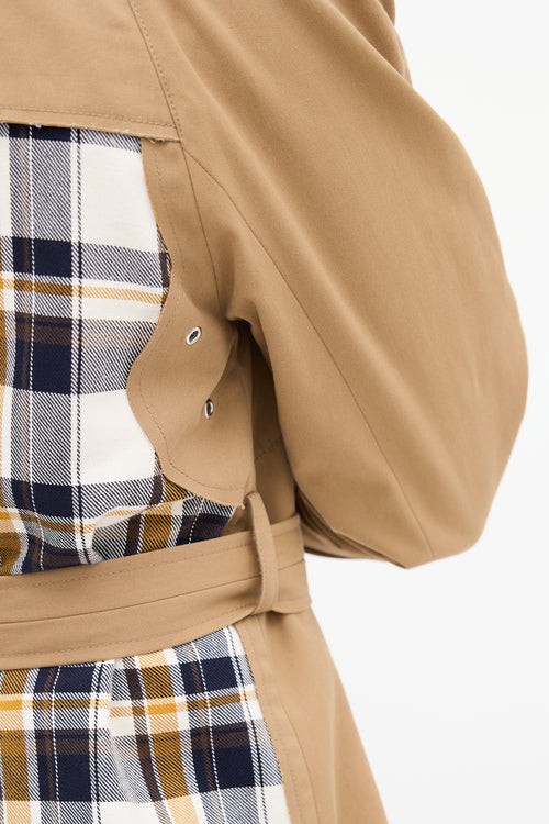 Maison Margiela Brown & Multi Check Panel Trench Coat