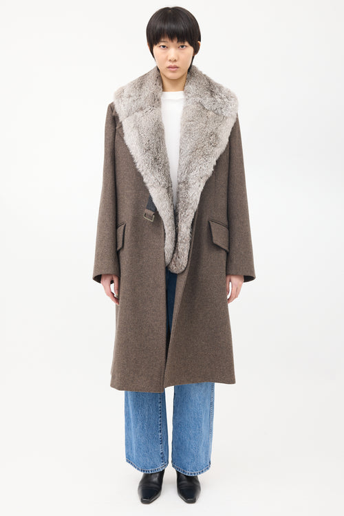 Maison Margiela Brown Wool Detachable Fur Vest Coat