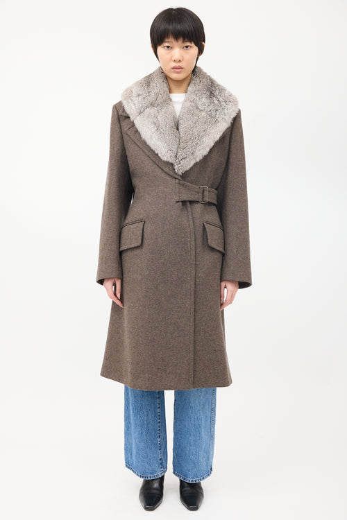 Maison Margiela Brown Wool Detachable Fur Vest Coat