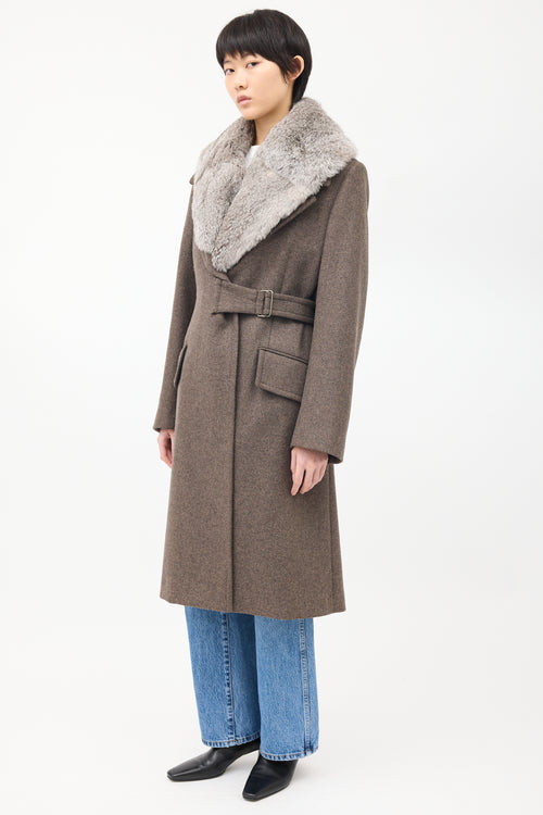 Maison Margiela Brown Wool Detachable Fur Vest Coat