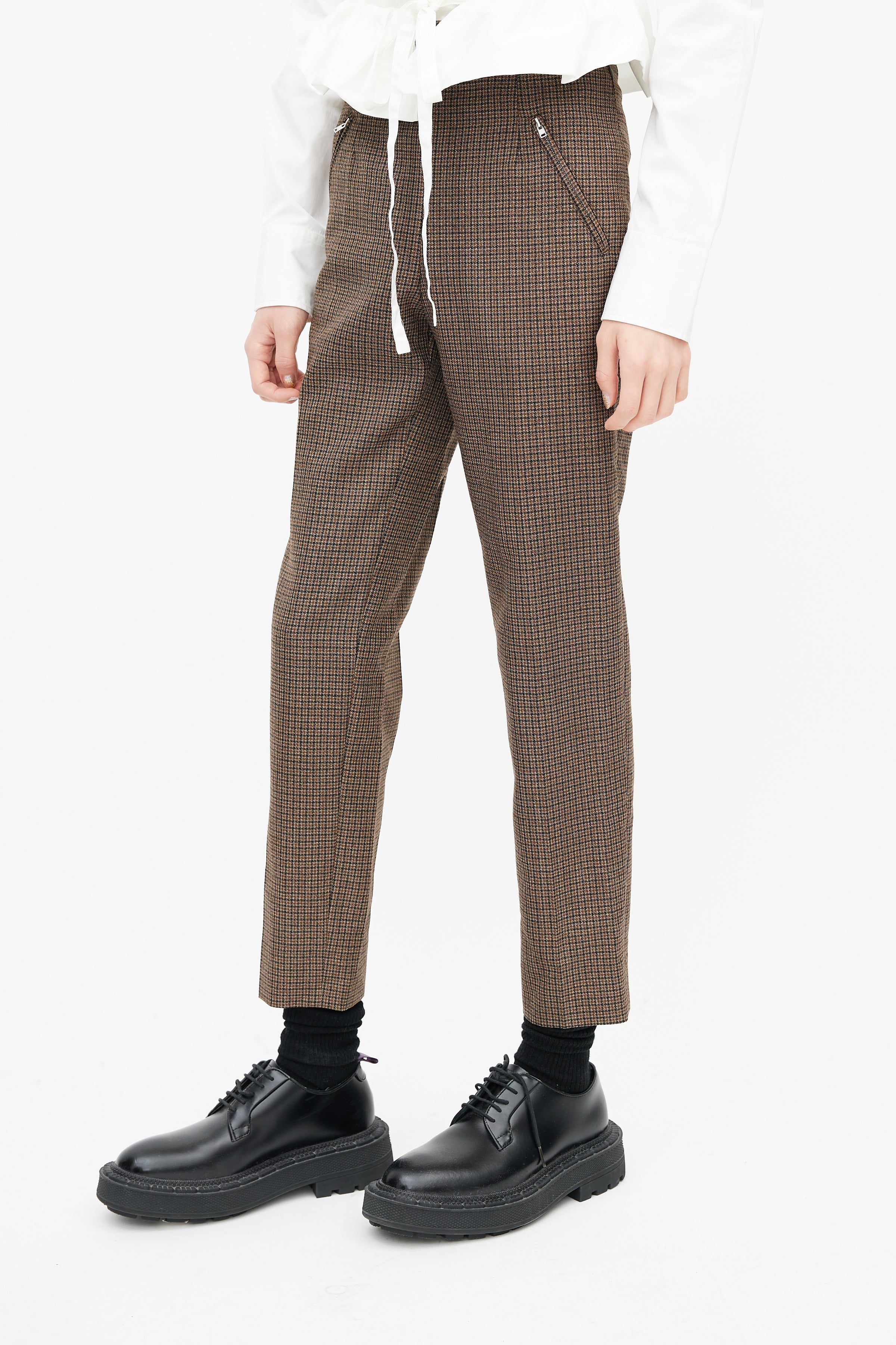 Maison Margiela // Brown Wool Houndstooth Slim Trouser – VSP Consignment