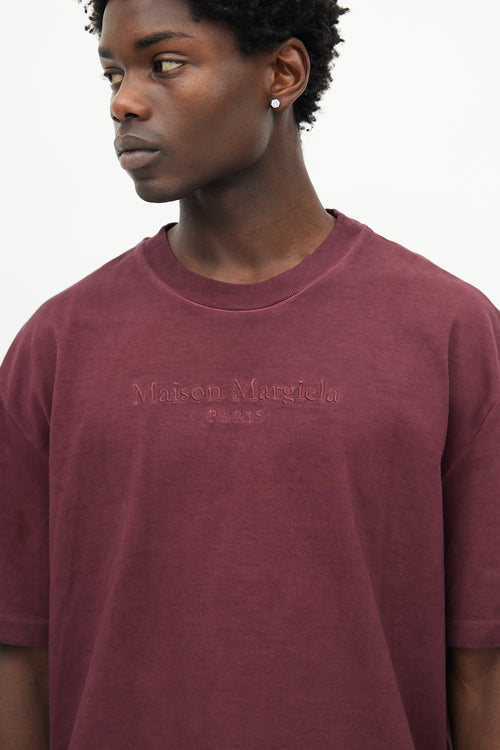 Maison Margiela Burgundy Embroidered Logo T-Shirt