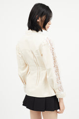 Maison Margiela Cream Lace Trim Blazer