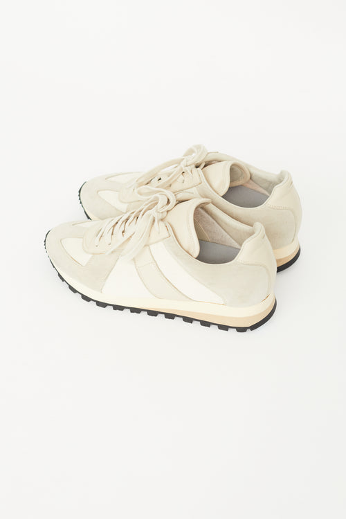 Cream Nylon & Suede Sneaker